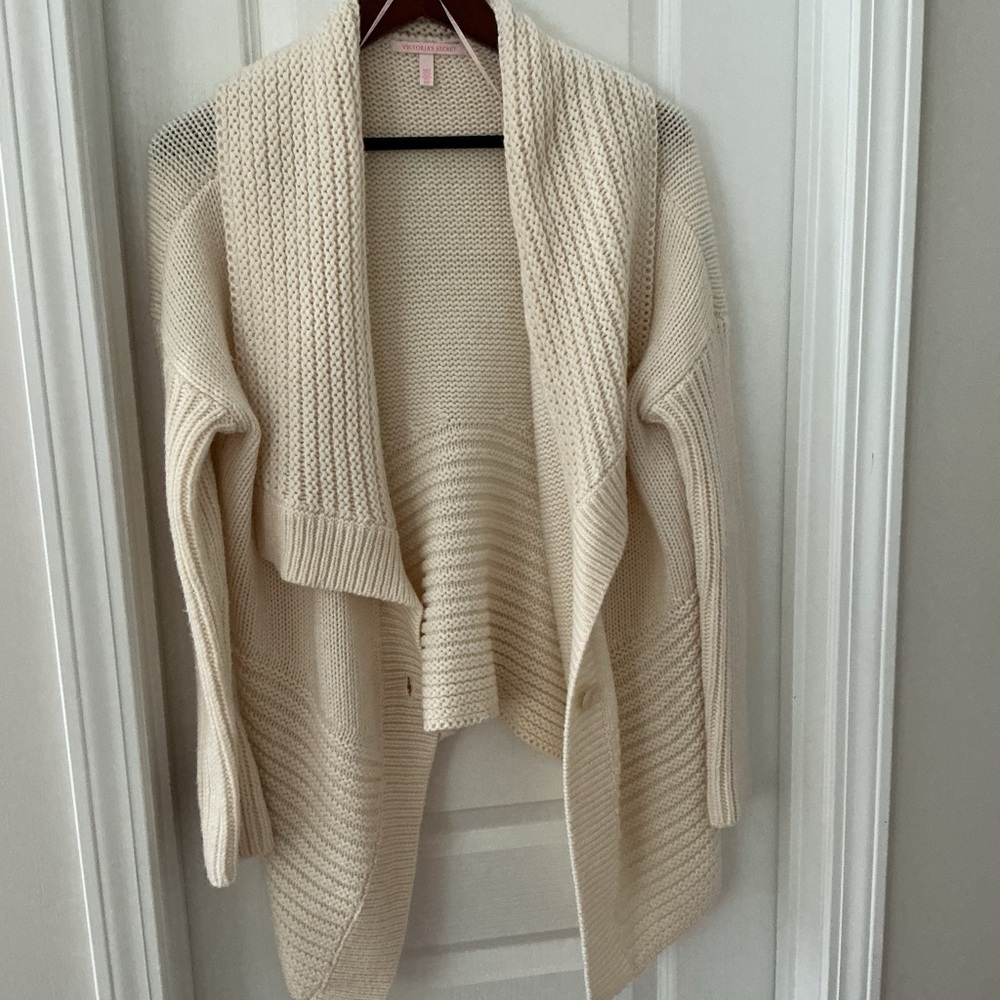 NWOT Victoria's Secret Cream Cardigan Sweater Waterfall Design